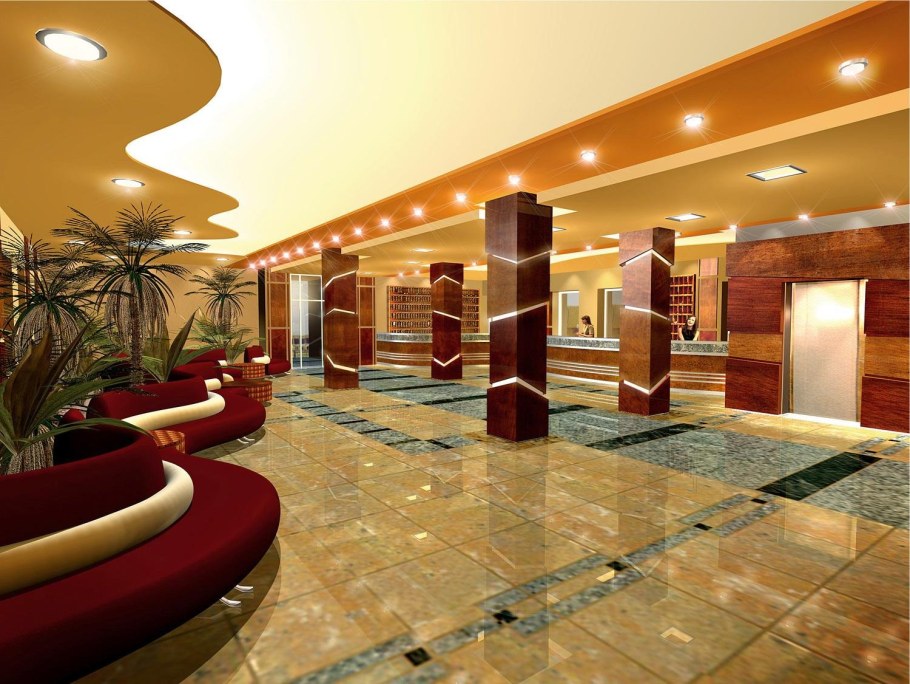 Интерьер холла гостиницы
