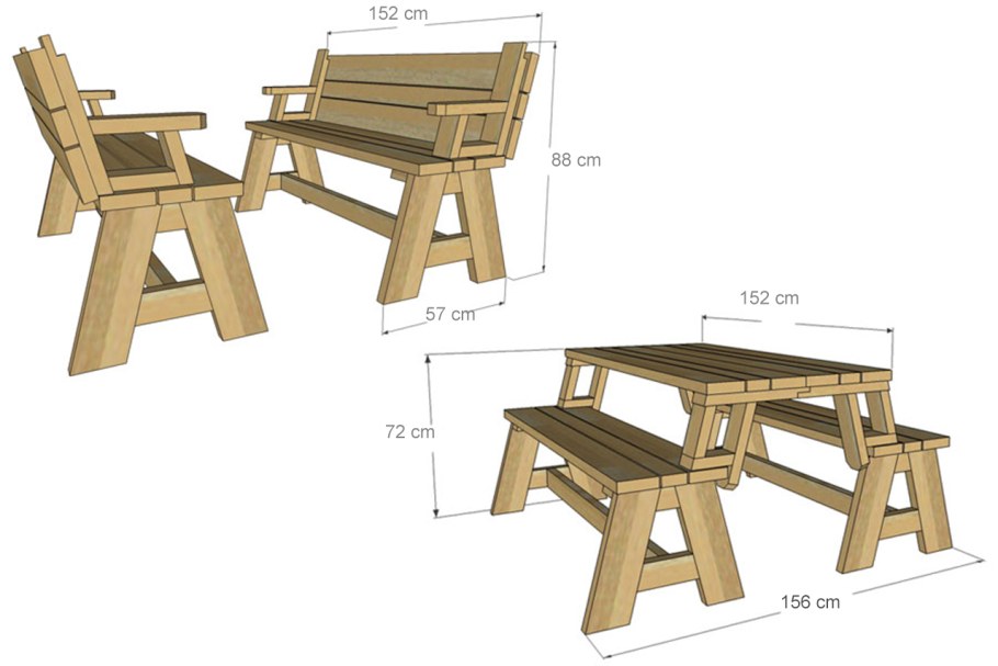 Скамейка-стол трансформер чертежи из дерева