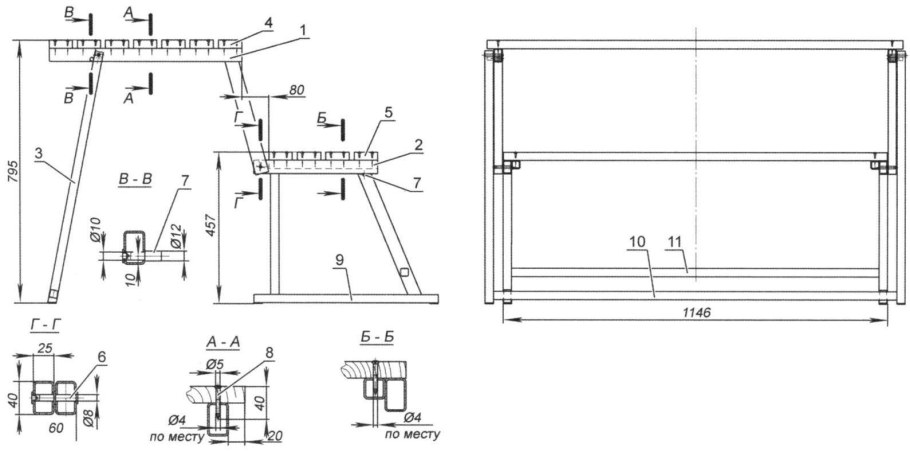 Лавка трансформер чертежи из профтрубы