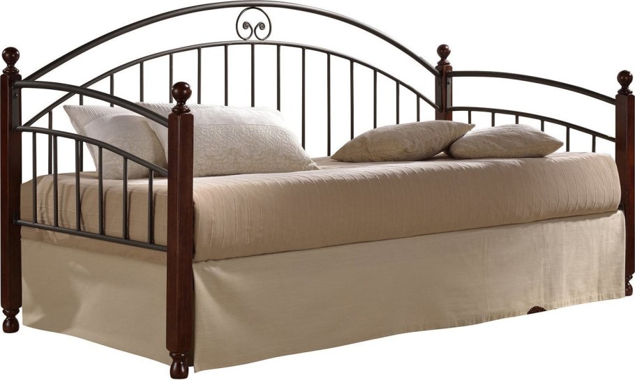 Кушетка Дорис-м (90х200/коричневый бархат-металл/темный орех)