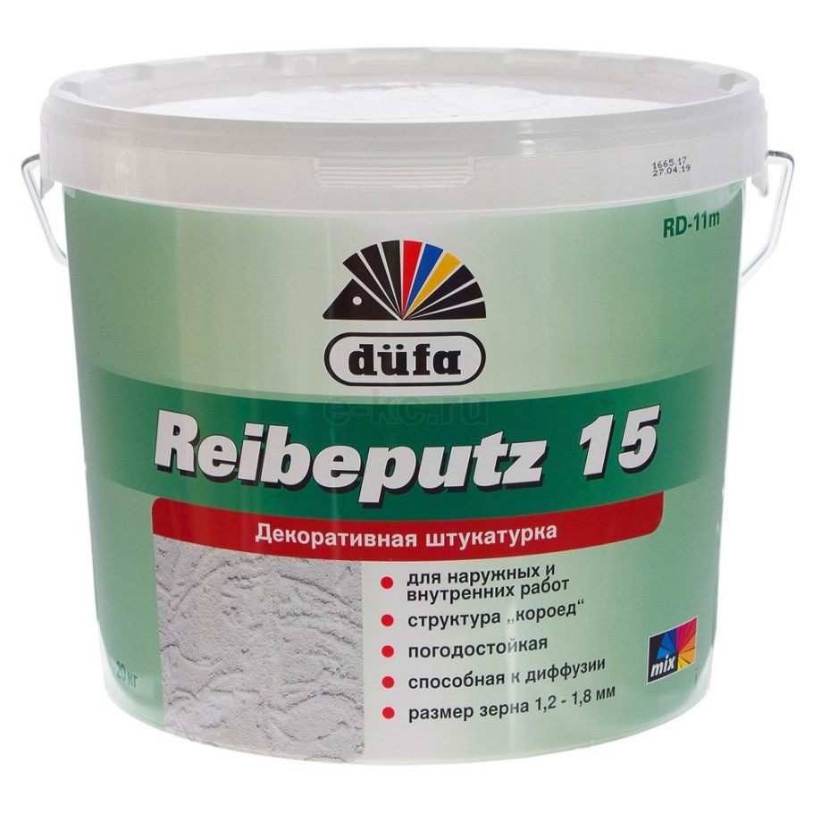 Штукатурка декоративная «короед» Dufa Reibeputz 15, 7 кг