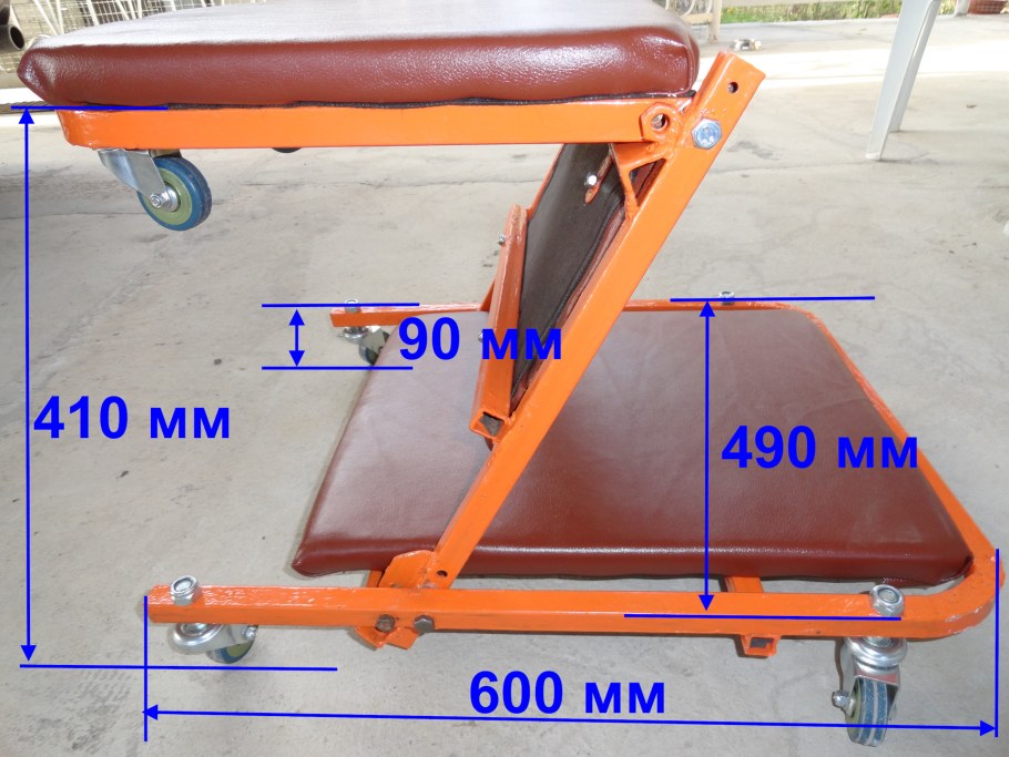Лежак подкатной трансформер 36" на стальной раме ТДМ 3602ма