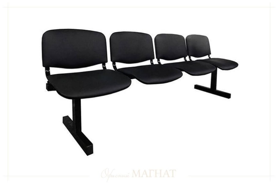 АРМ секция изо 4х местная (к/з dollaro черный/каркас черный )