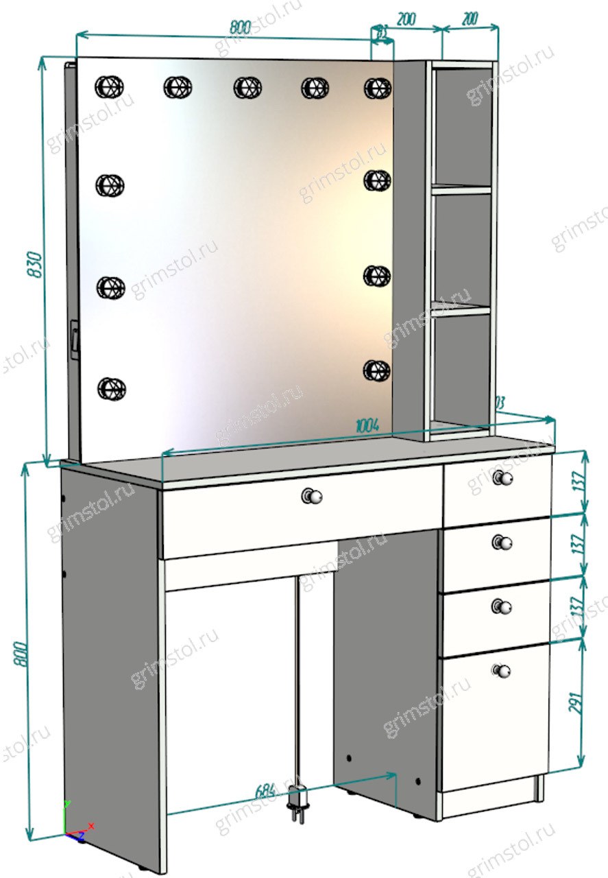 Столик гримерный с зеркалом и подсветкой 110