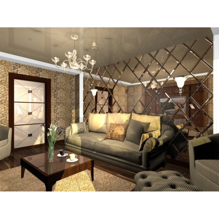 Зеркальное панно в интерьере