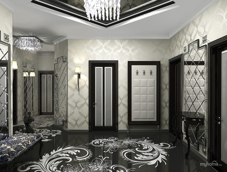 Просторная прихожая в стиле арт-деко