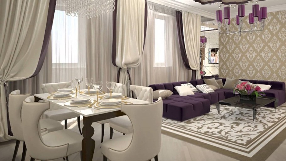 Шторы в стиле арт-деко в интерьере