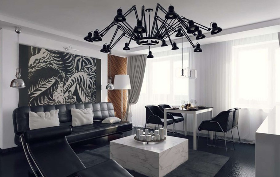 Люстры в стиле хайтек в интерьере