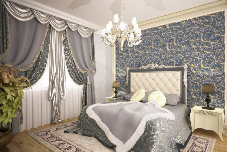 Шторы в спальню в стиле арт деко