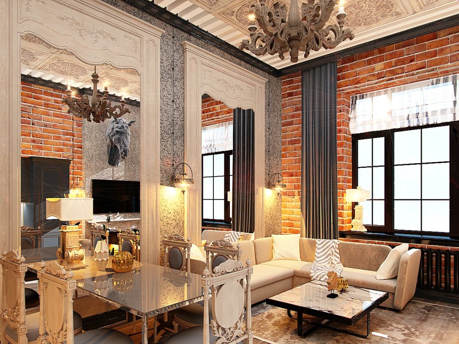 Лофт и Ампир в интерьере