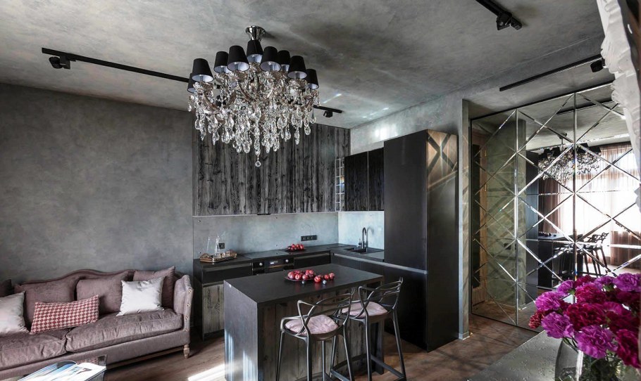 Кухня-гостиная 20 кв.м арт деко