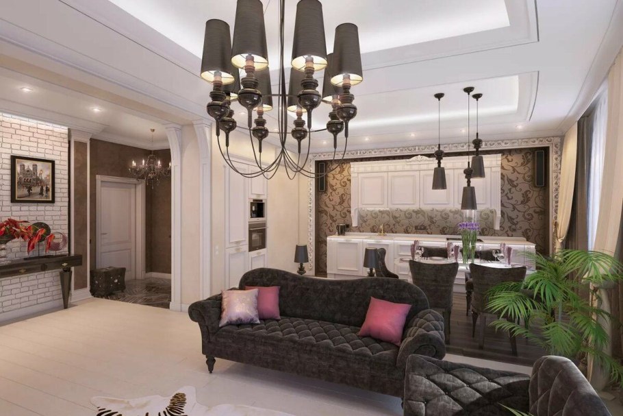 Интерьер люстры в гостиной ар деко