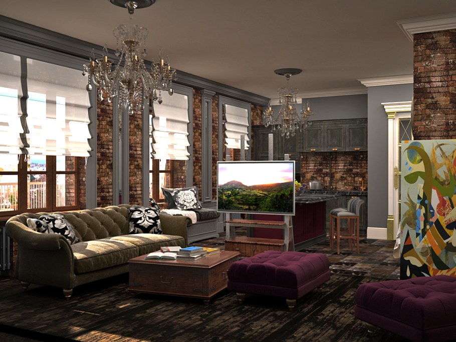 Смешение стилей лофт и классика