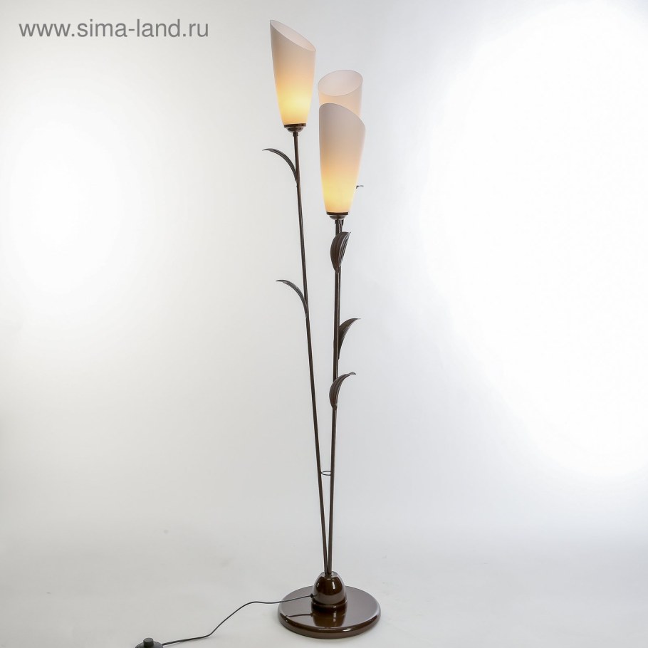 Торшер "лепесток" 3x15вт e27 коричневый 28х28х153 см.