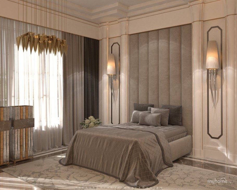 Арт деко спальня беж
