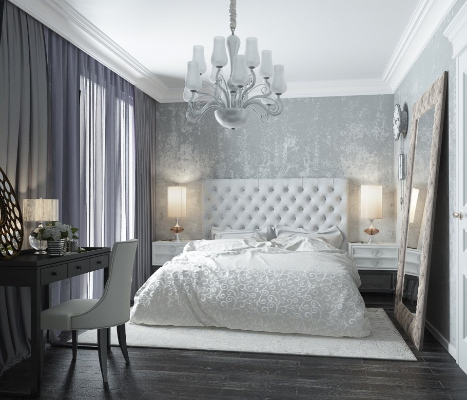 Спальня арт деко в светлых