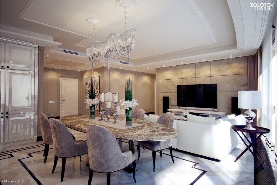 Кухня гостиная ар деко