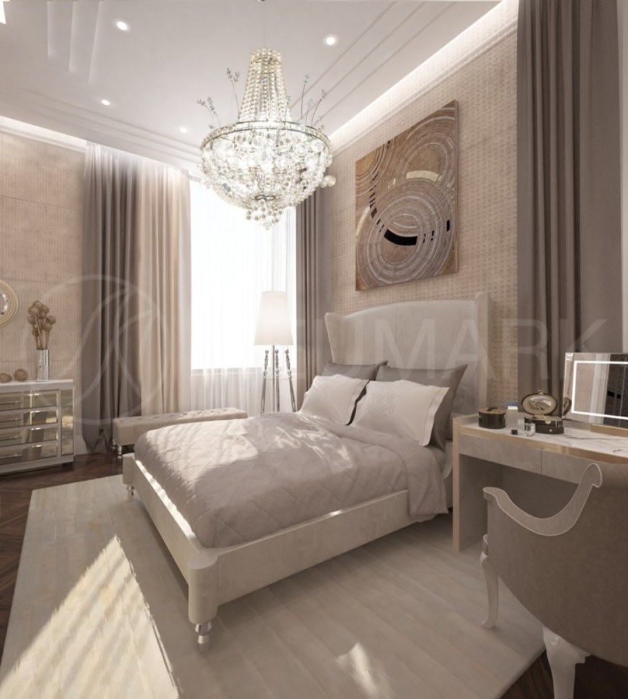 Спальня в стиле арт деко в светлых