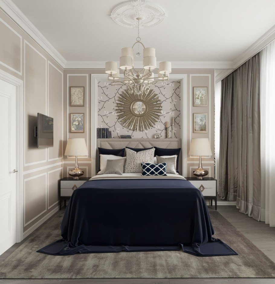 Спальня арт деко в светлых тонах