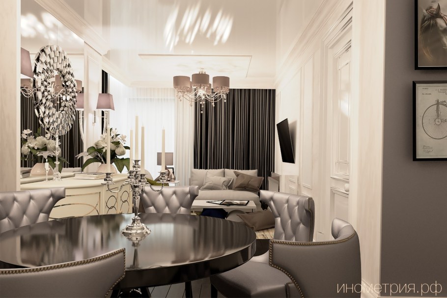 Гостиная в стиле ар деко в светлых тонах