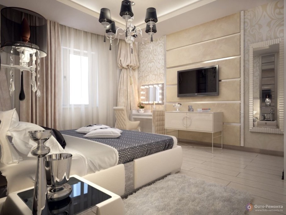 Спальня арт деко в светлых тонах