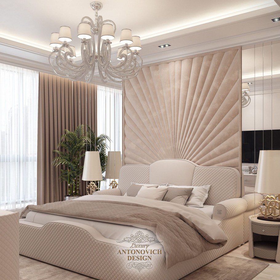 Спальня арт деко в светлых