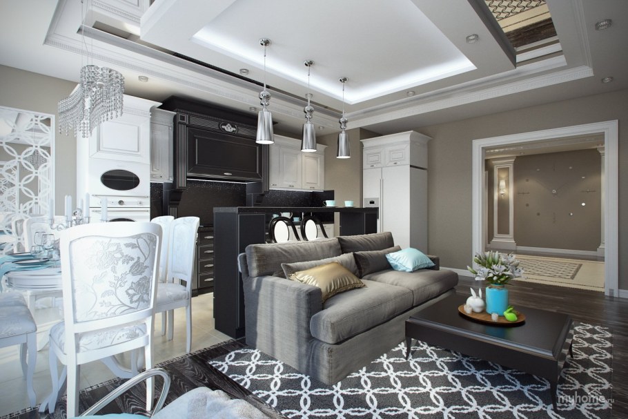 Кухня студия в стиле арт деко