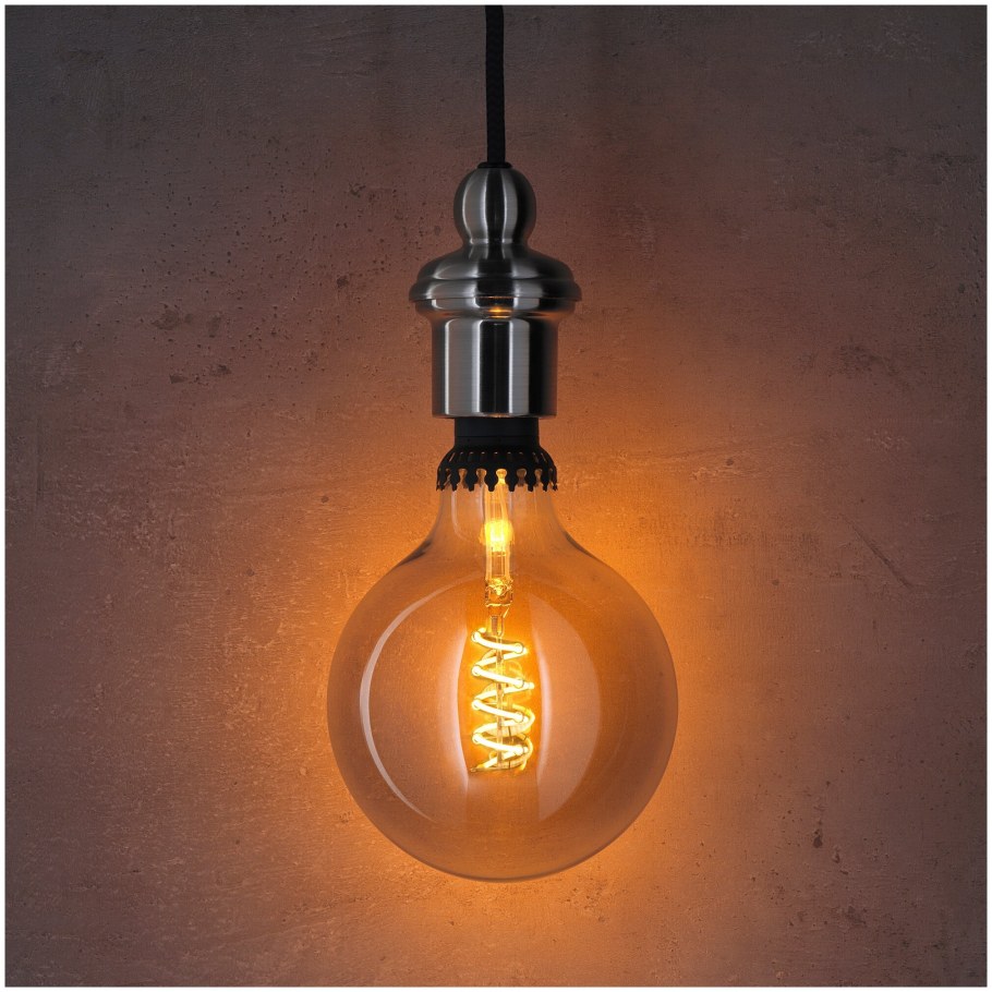 Светодиод e27 140 лм, шаровидный коричневый, прозрачное стекло 125 мм