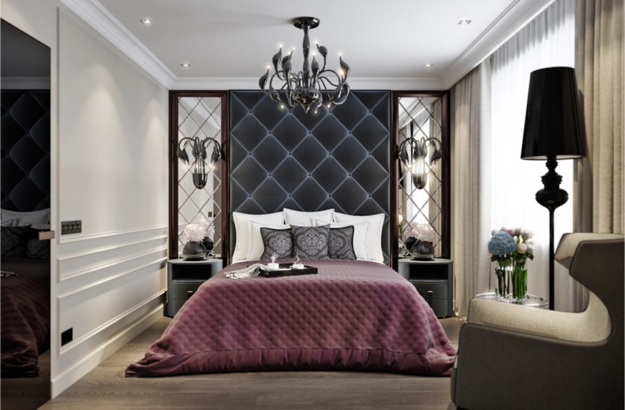 Спальня в стиле ар-деко с зеркалами