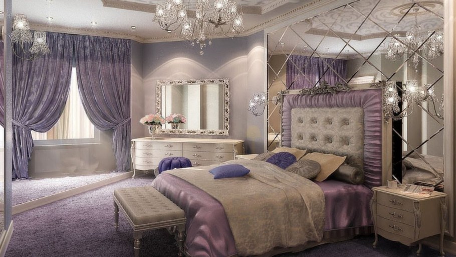 Сиреневая спальня ар деко