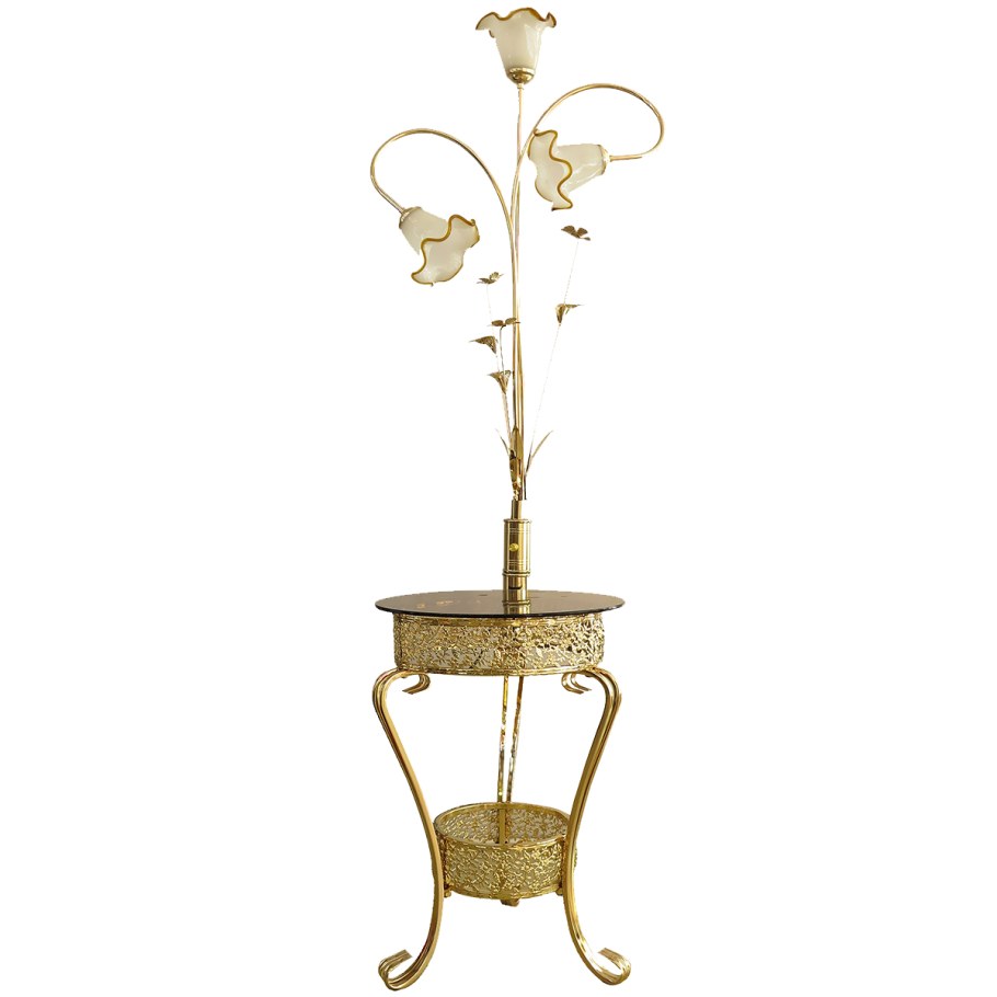 Торшер 1*е27*60вт h 160см символ света cc86578, ковка медь/органза золотой cc86578