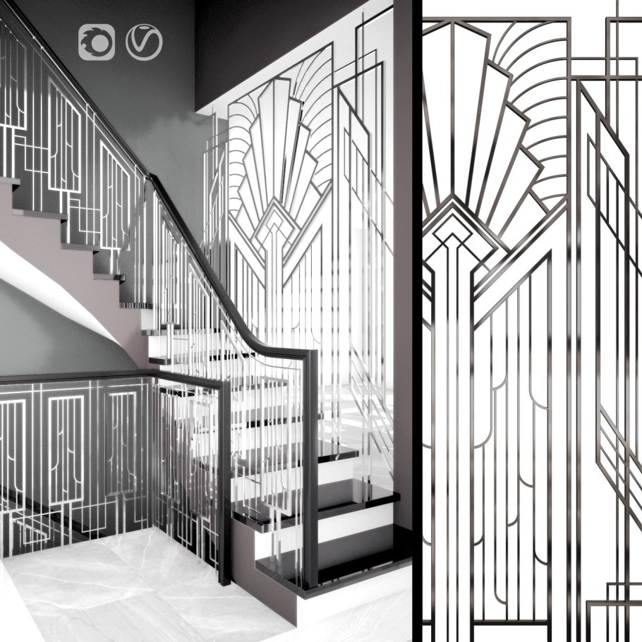 Ограждения лестниц ар деко