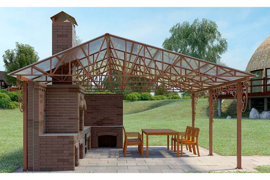 Навес для мангальной зоны