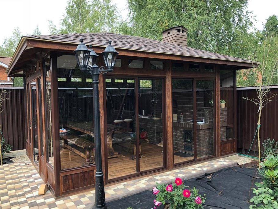 Беседка с барбекю и мангалом 5х4