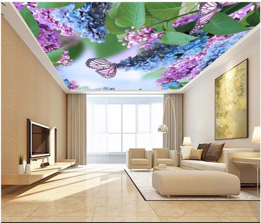 Натяжные потолки с фотопечатью для спальни