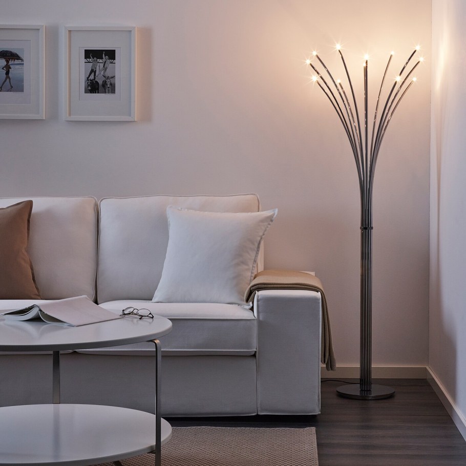 Торшер "ХОВНЭС" led 4вт никель 25x50x146см