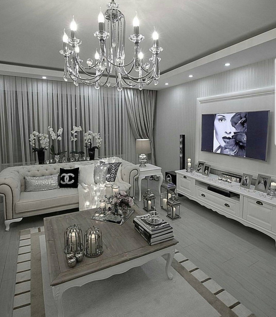 Гостиная в сером цвете