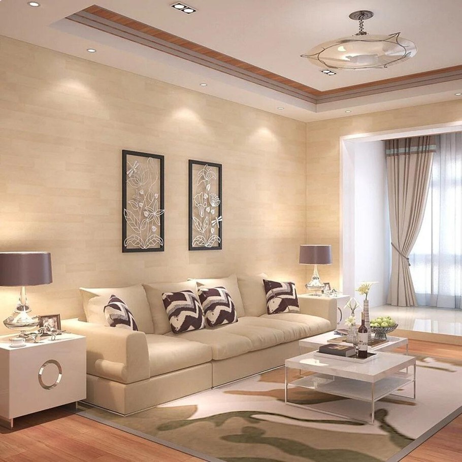 Гостиная в бежевых тонах