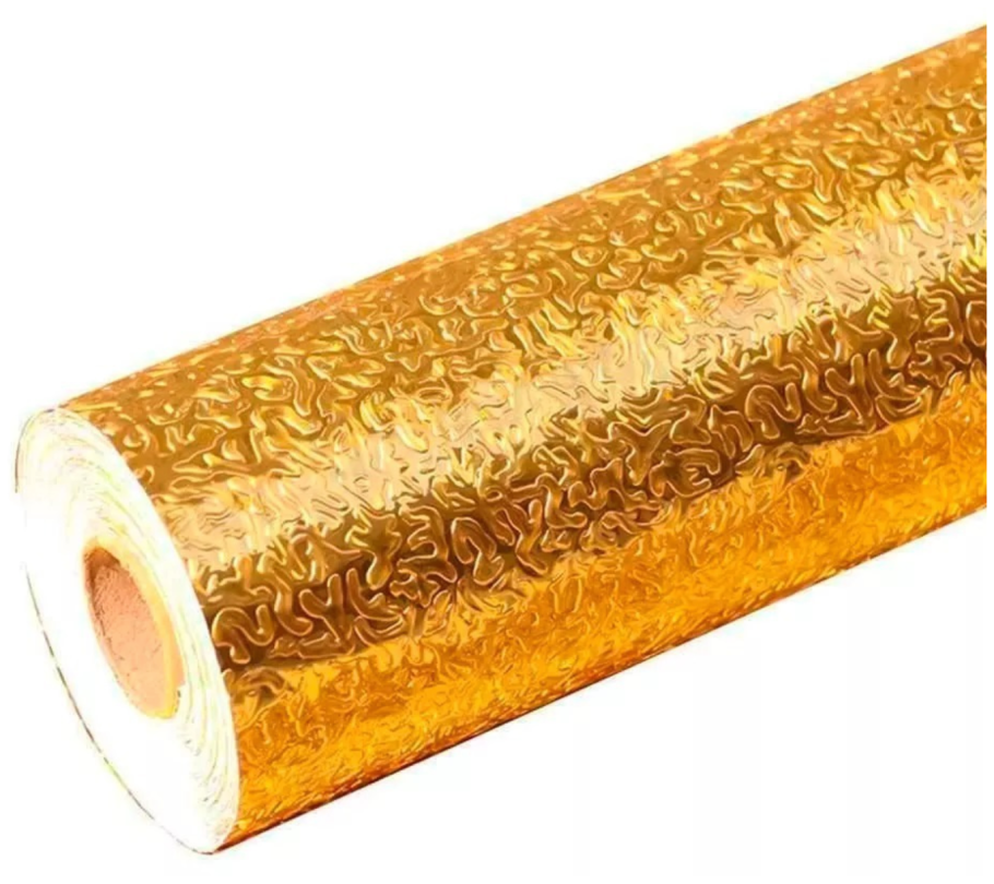 Алюминиевая самоклеющаяся фольга пленка 60см х 3м золото