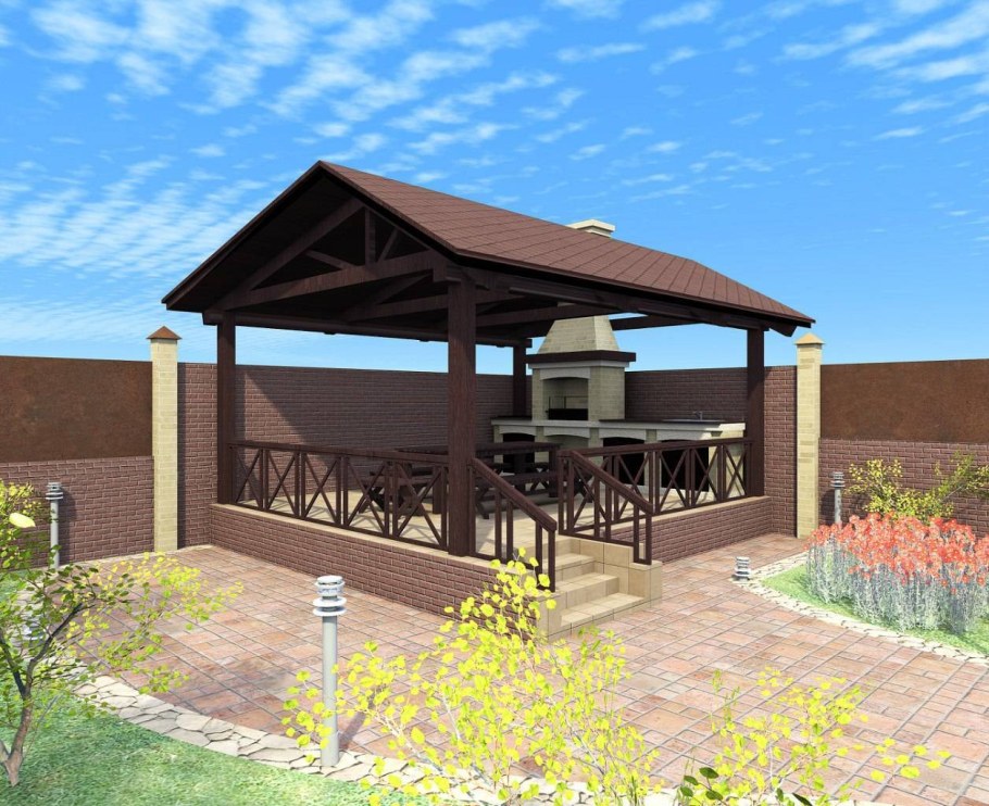 Фазенда беседка с мангалом