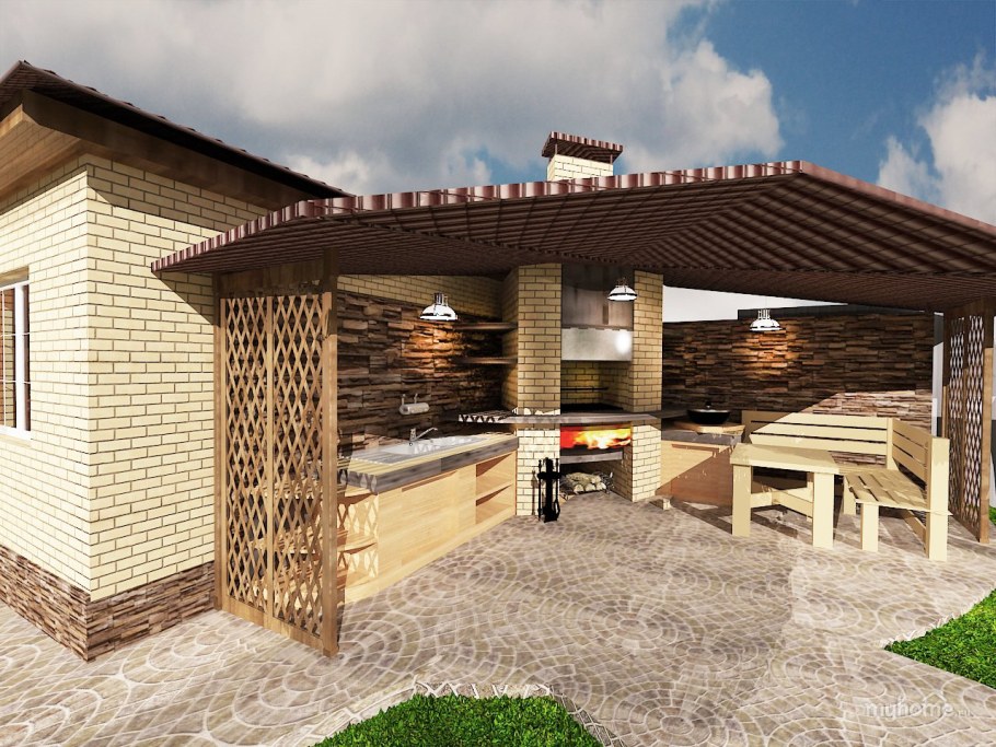 Баня с мангальной зоной