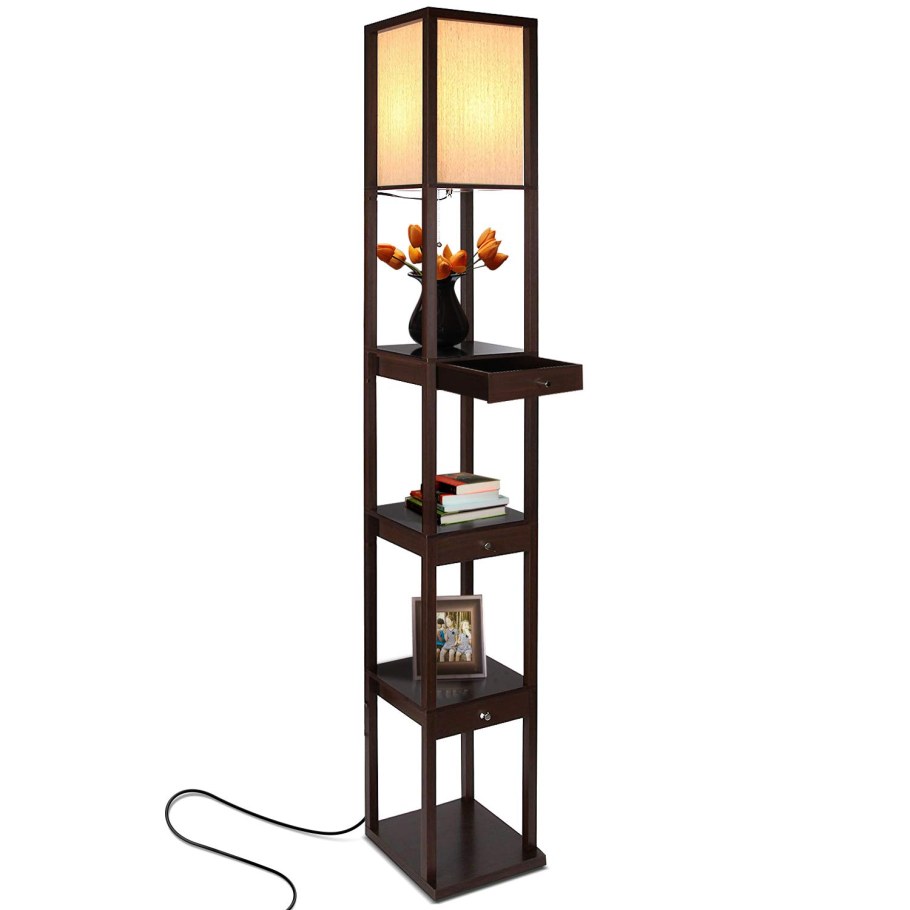 Brightech Maxwell Drawer Edition - Shelf & led Floor Lamp combination