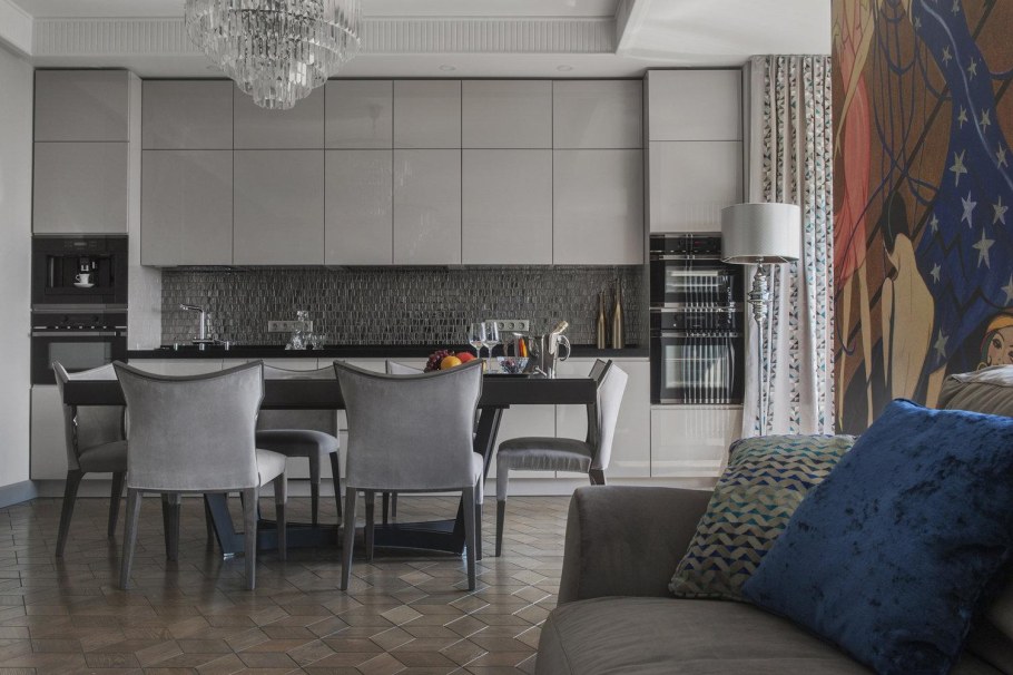 Кухня гостиная ар деко