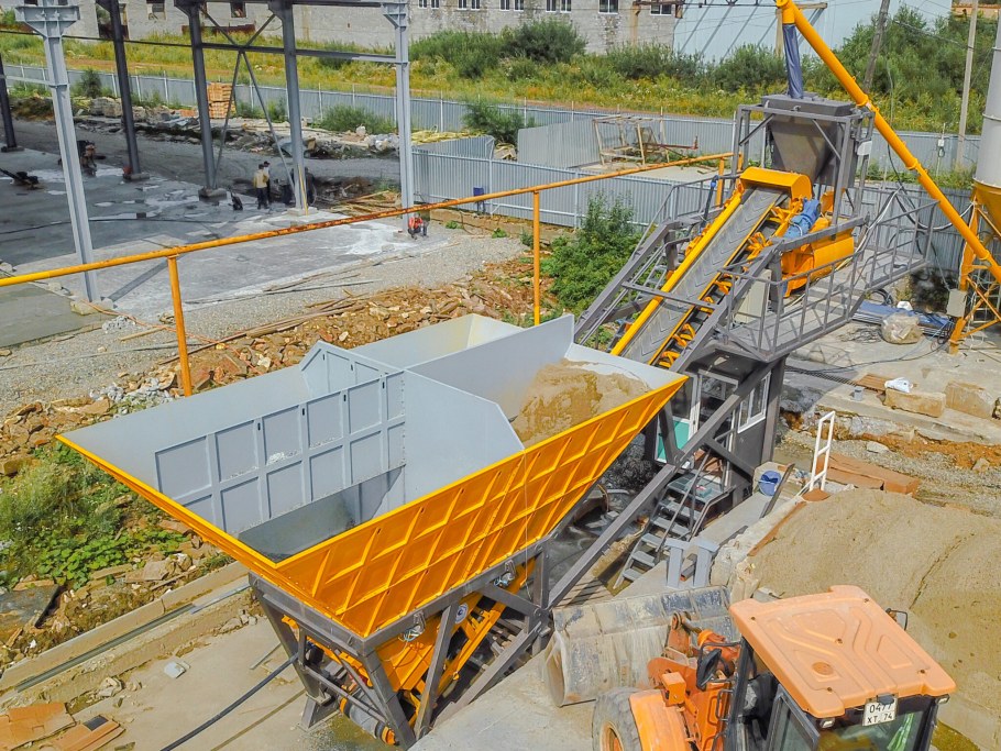 Мобильный бетонный завод зеленый