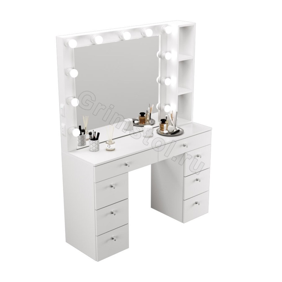 Столик гримерный с зеркалом (2 ящика, зеркало 1000х650)