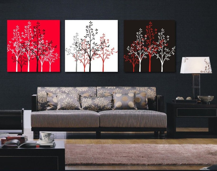 Триптих в интерьере гостиной