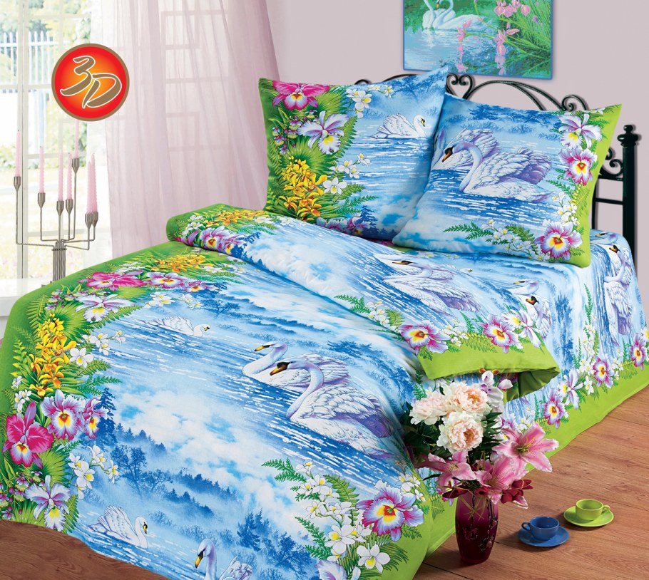 КПБ бязь 1,5 СП. Миланика (Лебединое озеро)