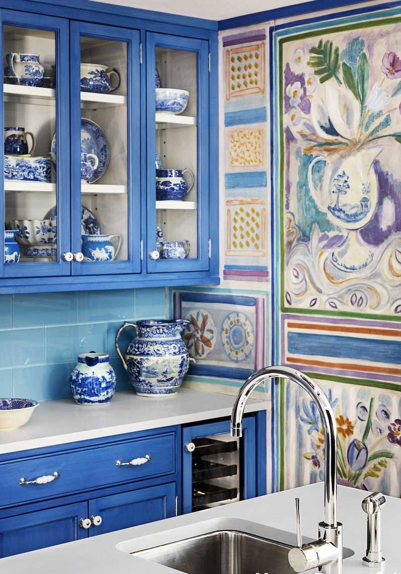 Голубая кухня в стиле Прованс