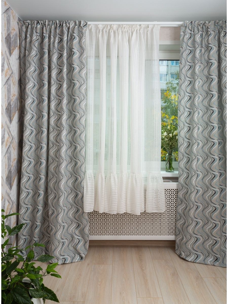 Тюль на широкой ленте в интерьере (80 фото)