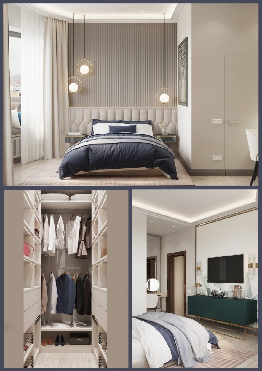 Гардеробная за изголовьем кровати